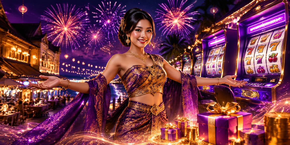 Layar slot game berkilauan di pasar malam dengan grafis warna-warni