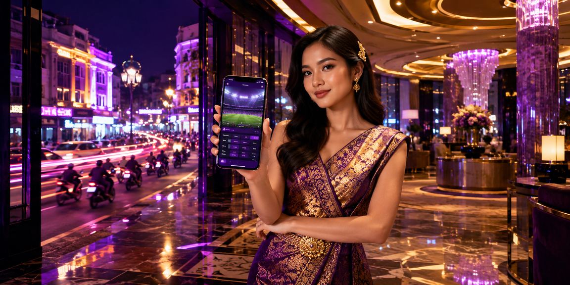 Suasana taruhan olahraga VIP neon dengan cahaya modern